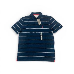 Nautica Men's Polo Shirt in Navy with White Stripes